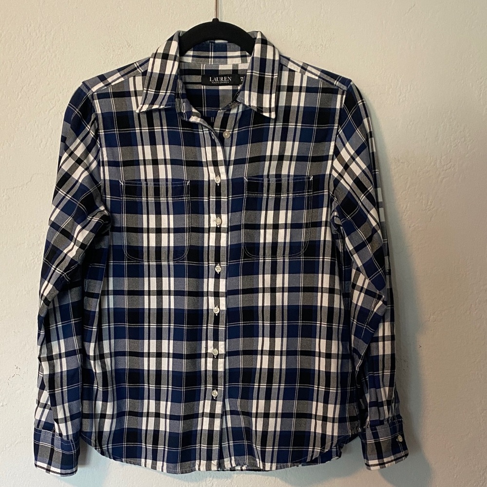 Lauren Ralph Lauren Blue and White Plaid Shirt